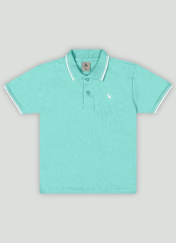Camisa Polo Menino Básica com Bordado Quimby Azul