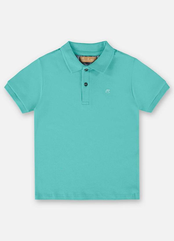 Vista 2 Camisa Polo para Menino em Suedine Azul Up Baby Up Baby