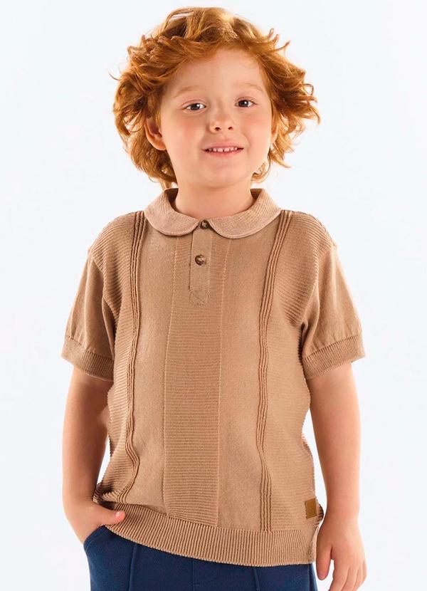 Camisa Polo Tricot Infantil Marrom