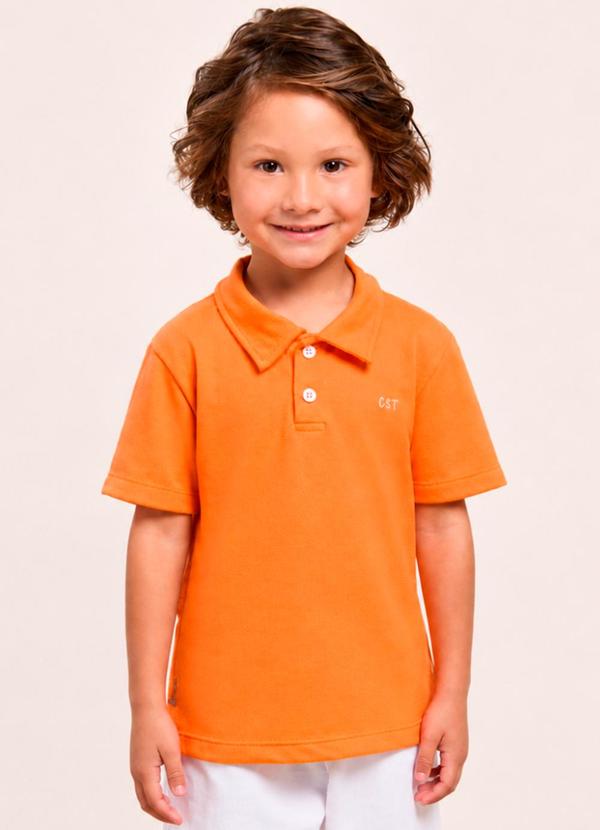 Camiseta Polo Bebê Menino Piquet com Bordado Coral