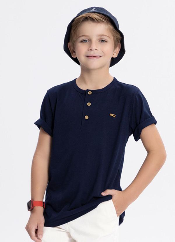 Camiseta Polo Infantil Menino com Botões Azul