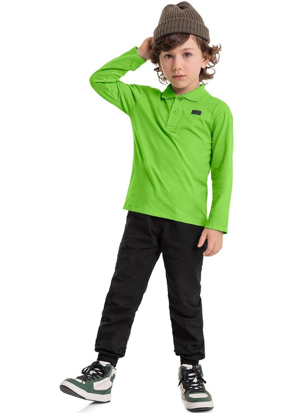 Vista 2 Polo em Meia Malha Infantil Menino Verde Quimby Quimby