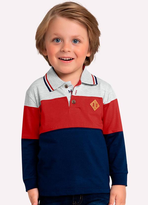 Polo Infantil Menino Bordado Azul