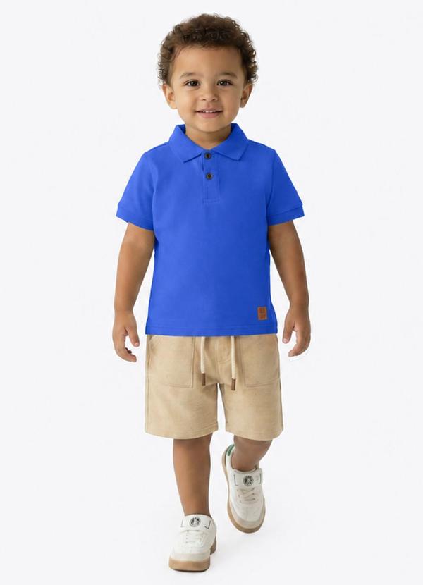 Polo Meia Malha Azul