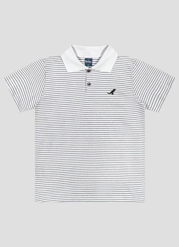 Polo Meia Malha Trabalhada Listrada Branco