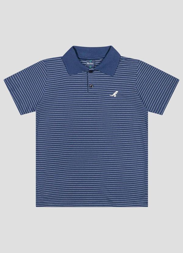 Polo Menino Meia Malha Trabalhada Listrada Azul
