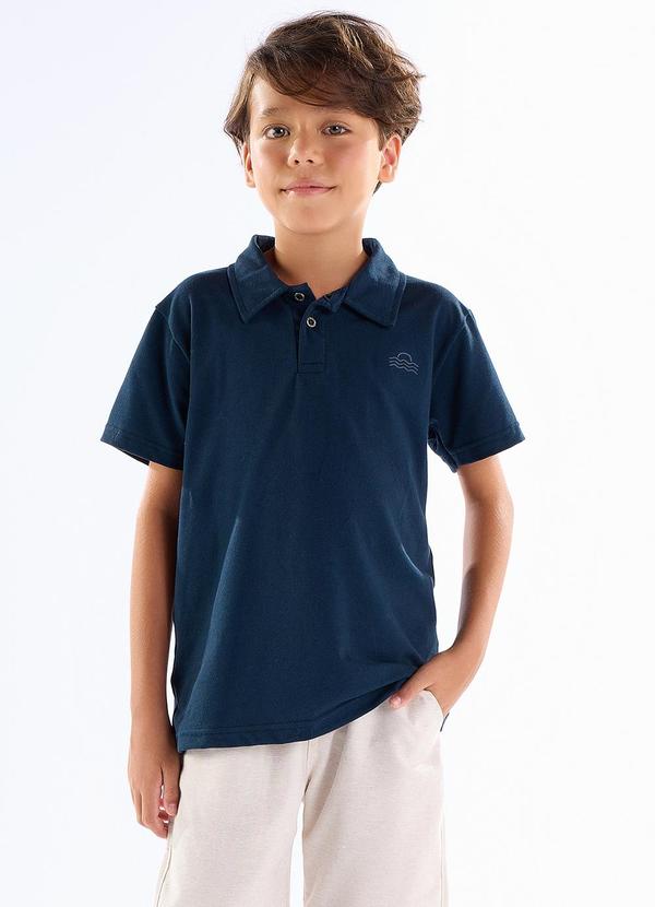Polo Piquet com Elastano Azul