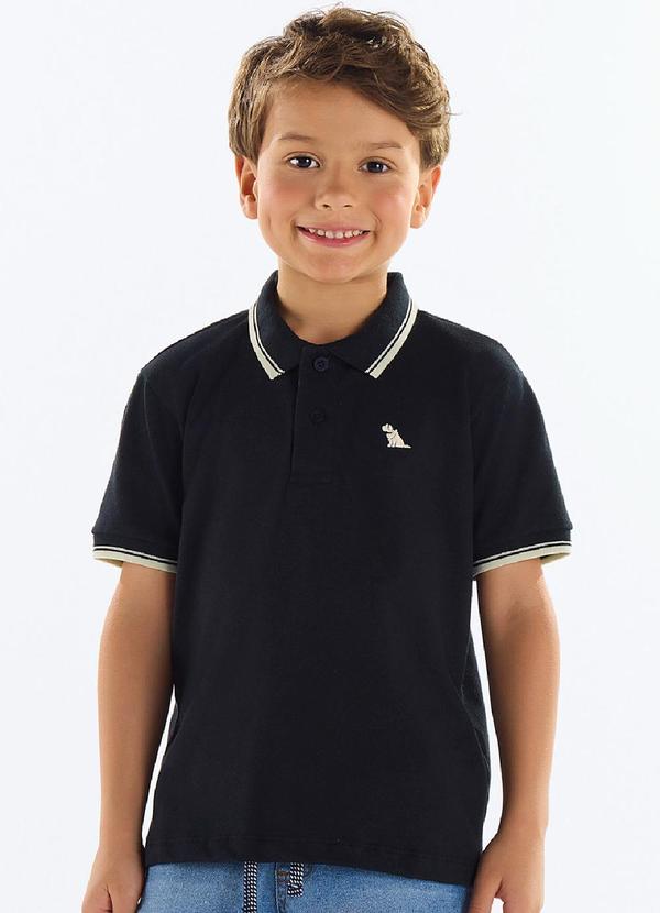 Polo Piquet com Elastano Preto
