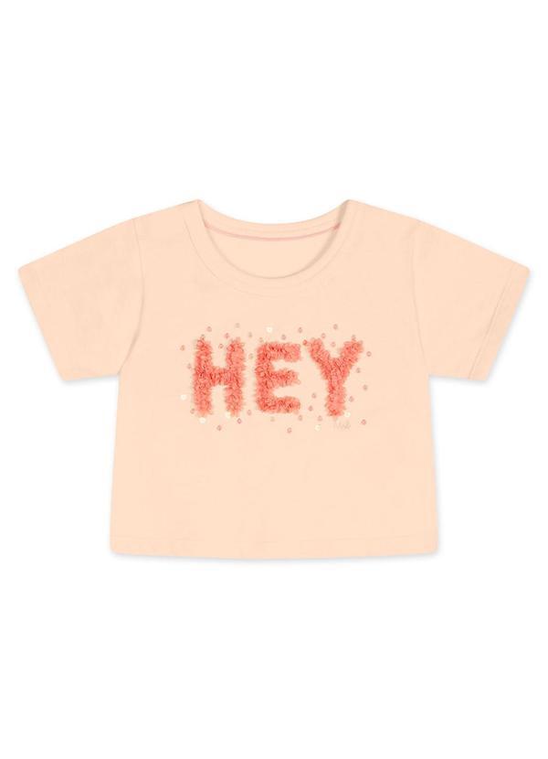 Vista 2 Blusa Cropped Manga Curta Infantil Feminina Bege Marisol Marisol