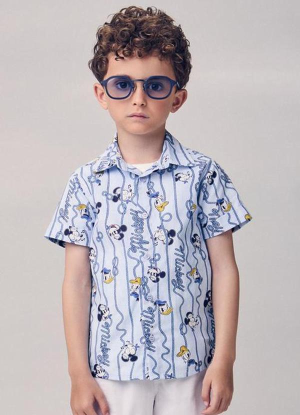 Vista 2 Camisa Casual Estampa do Mickey Azul Youccie Youccie