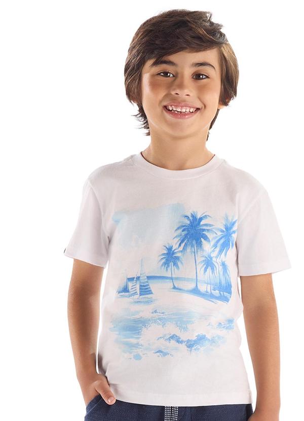 Camiseta Algodão Estampa Frontal Branco