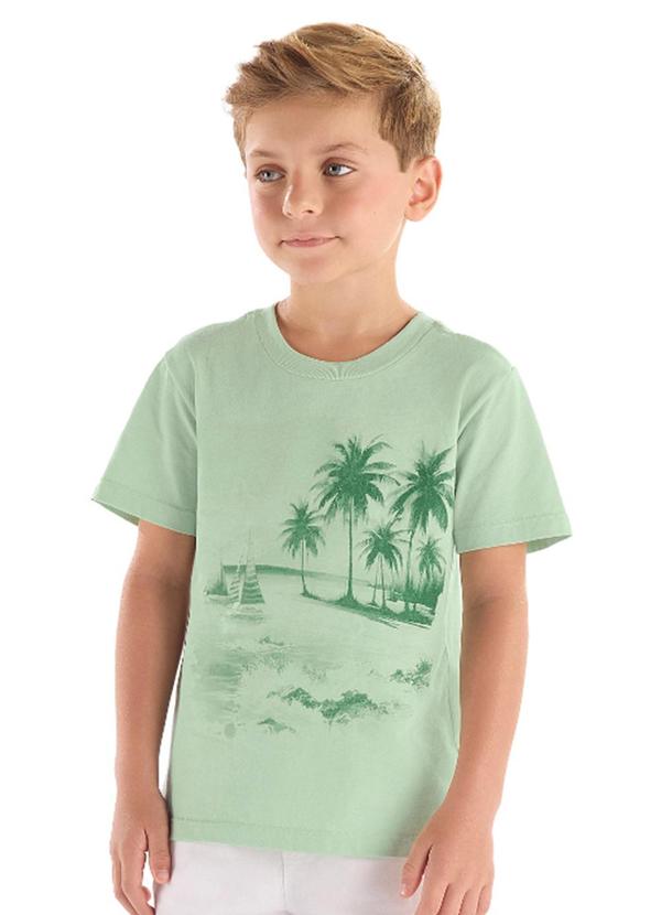 Camiseta Algodão Estampa Frontal Verde