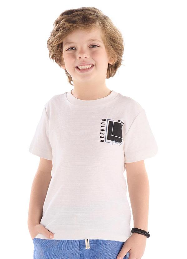 Vista 2 Camiseta Algodão Flamê Estampado Quimby Branco Quimby