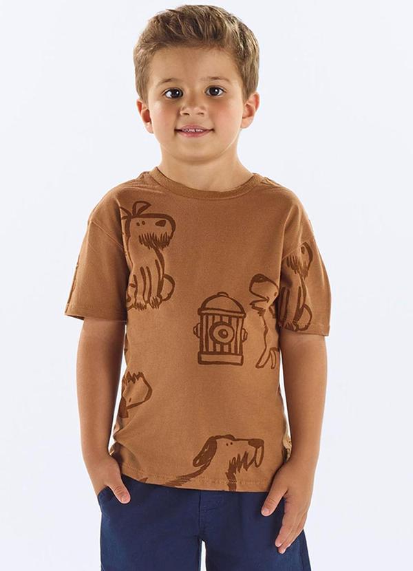 Camiseta Algodão Infantil Marrom