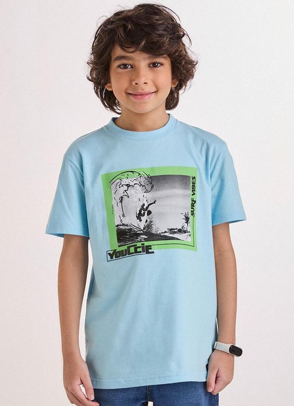 Camiseta Azul com Estampa de Surf Azul