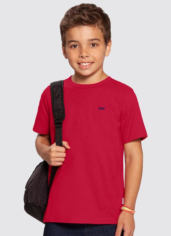 Camiseta Básica Bordado Malha Penteada Vermelho