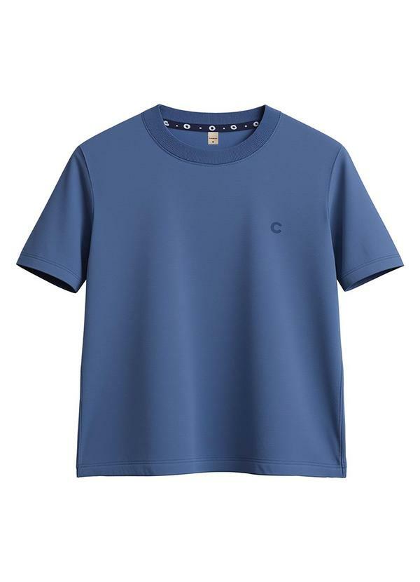 Camiseta Básica com Bordado Azul
