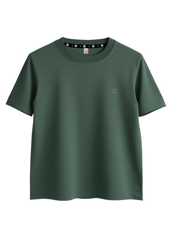 Camiseta Básica com Bordado Verde Esmeralda