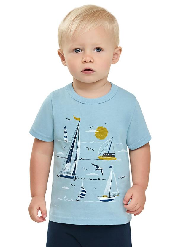 Camiseta Bebê Menino Barquinhos Azul