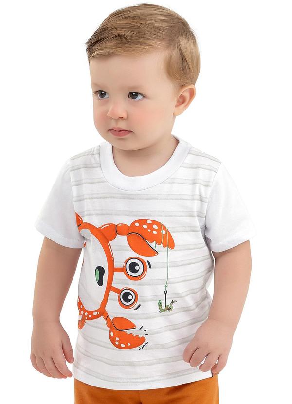Vista 2 Camiseta Bebê Menino Caranguejo Elian Branco Elian