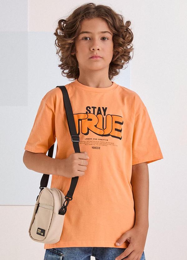 Camiseta Bege Stay True Laranja