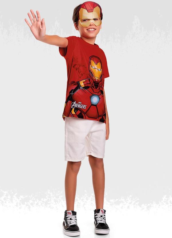 Camiseta com Máscara Avengers Vermelho