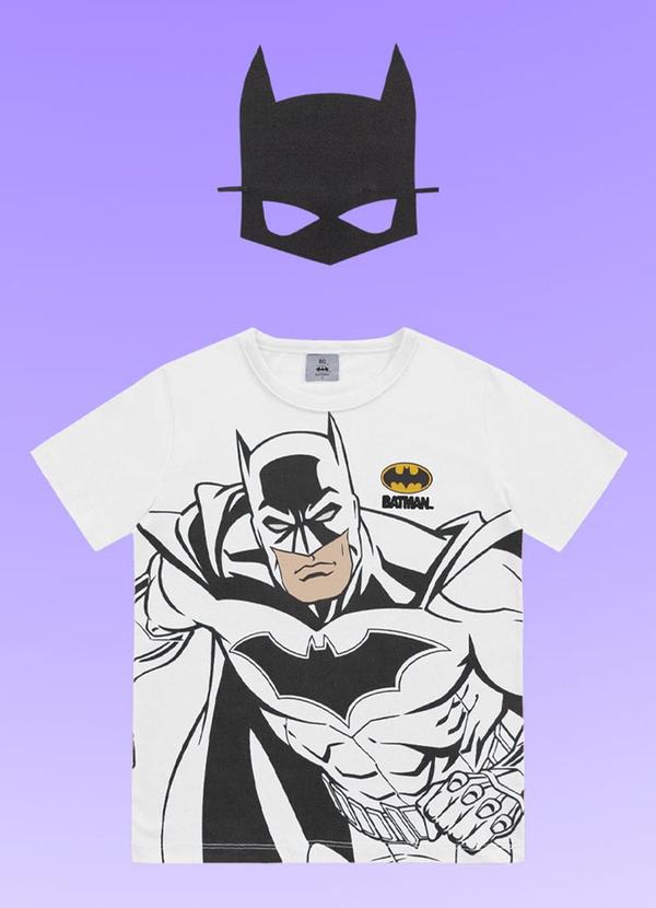 Camiseta C/Mascara Batman Branco