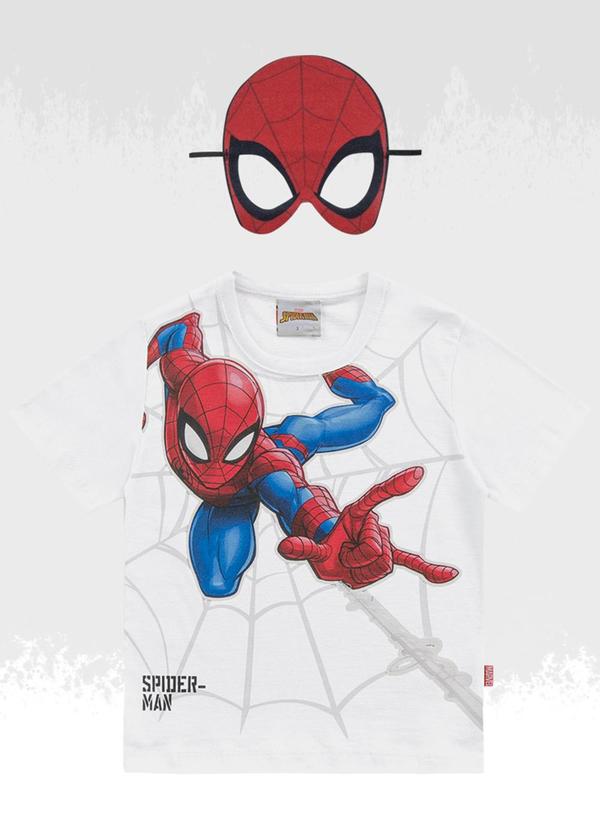 Camiseta C/Mascara Spider-Man Branco