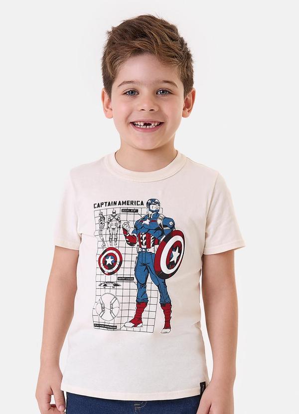 Vista 2 Camiseta Capitão América® Off White Malwee Kids Malwee Kids