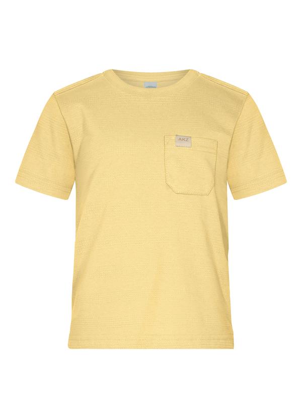 Camiseta com Bolso em Malha Texturizada Amarelo