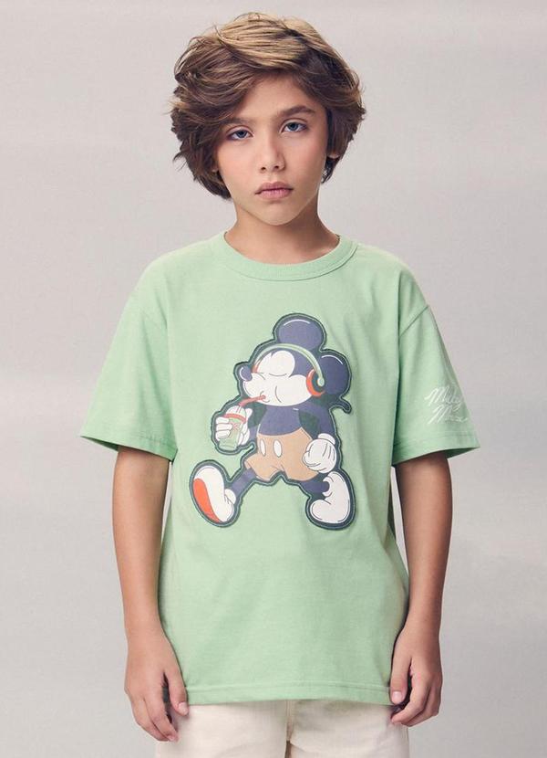 Camiseta com Bordado do Mickey Verde