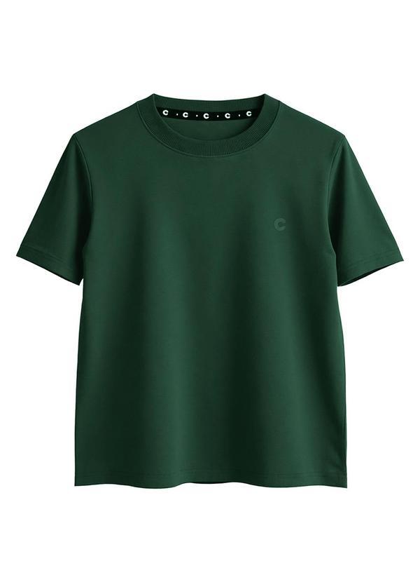 Camiseta com Bordado em Pima Verde Esmeralda