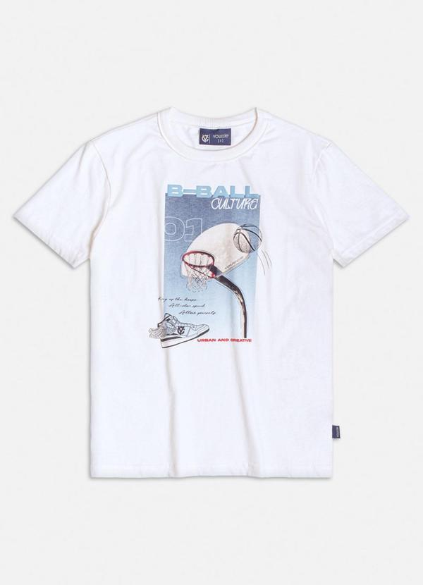 Camiseta com Estampa de Basquete Branco