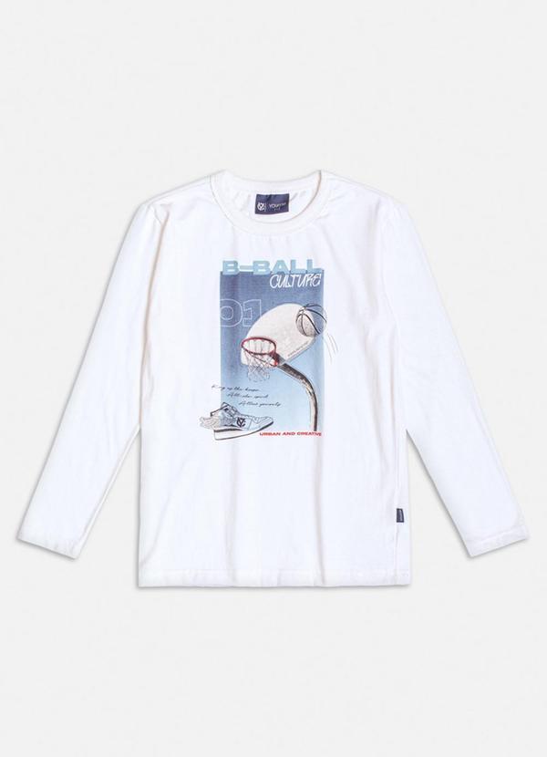 Camiseta com Estampa de Basquete Branco