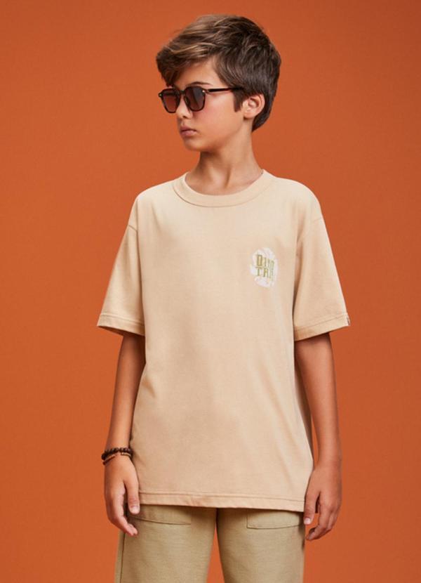 Camiseta com Estampa Dino Trip Bege