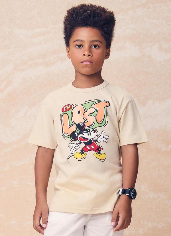 Camiseta com Estampa do Mickey Bege