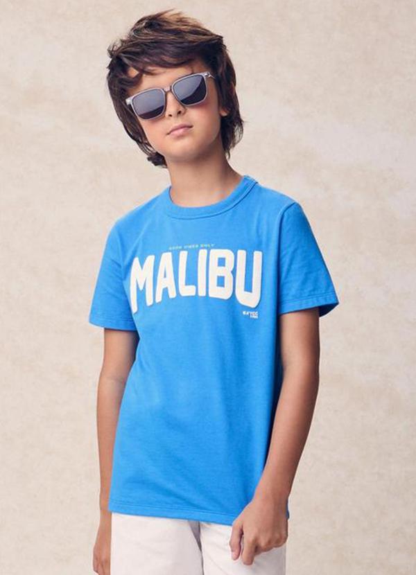 Camiseta com Estampa Malibu Azul
