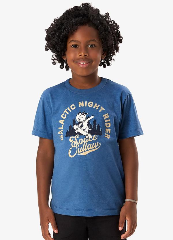 Camiseta com Estampa Meia Malha Infantil Azul
