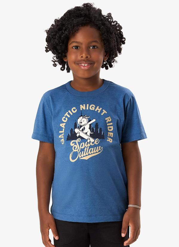 Camiseta com Estampa Meia Malha Infantil Azul