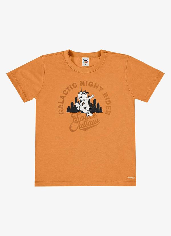 Camiseta com Estampa Meia Malha Infantil Marrom