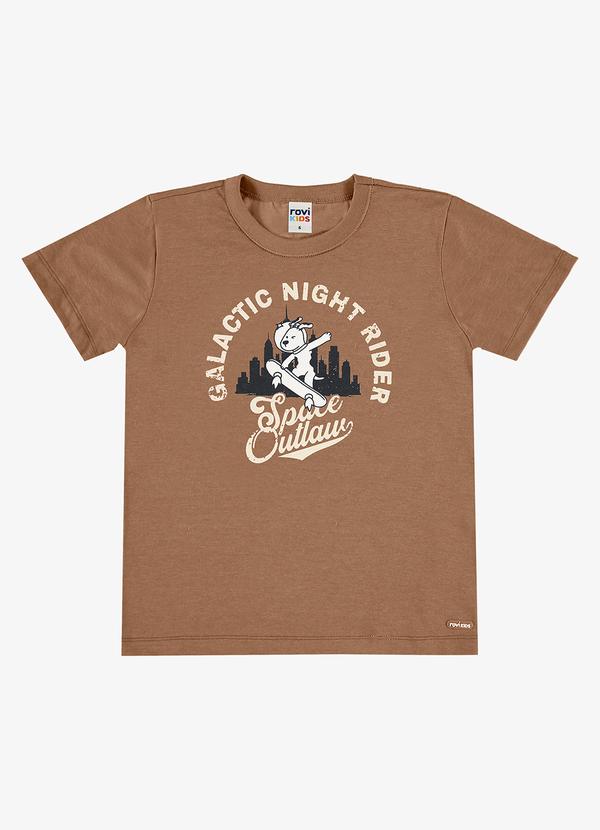 Camiseta com Estampa Meia Malha Infantil Marrom