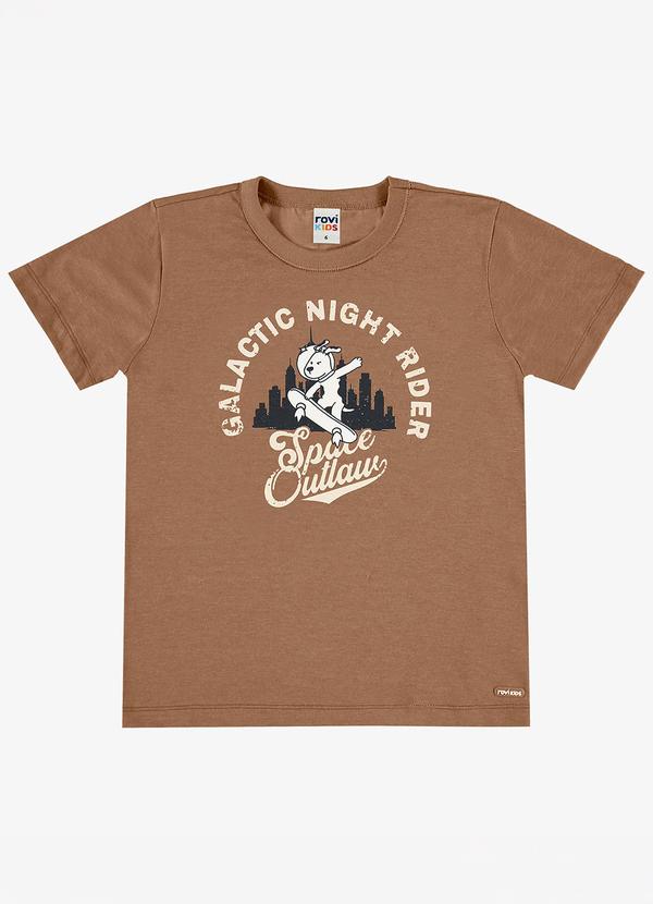 Camiseta com Estampa Meia Malha Infantil Marrom