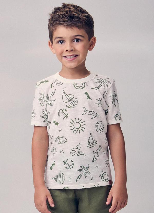 Camiseta com Estampa Tropical Branco