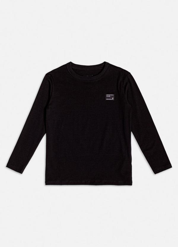 Camiseta com Etiqueta Decorativa Preto