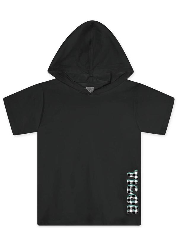 Vista 2 Camiseta Curta com Capuz Infantil Preto Tigor T. Tigre Tigor T. Tigre