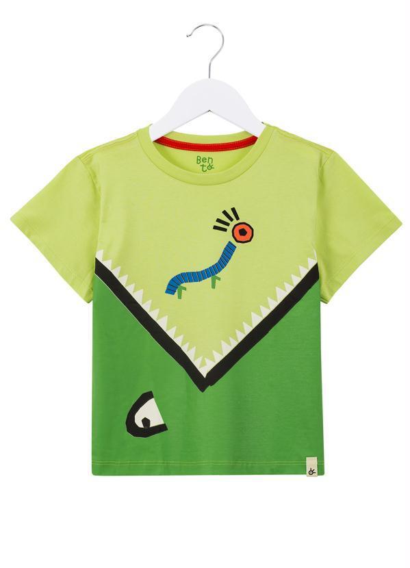 Camiseta de Malha Estampa Silk Mordida Verde