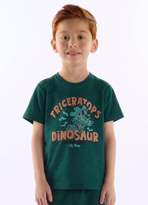 Camiseta Dinosaur Infantil Algodão Verde