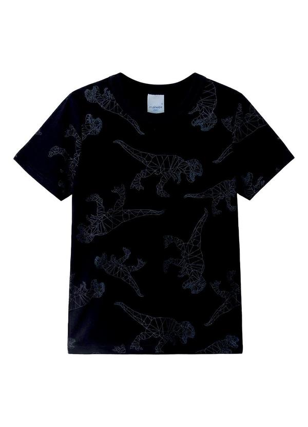 Camiseta Dinossauro em Malha Preto