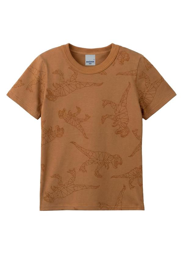 Camiseta Dinossauro em Malha Caramelo