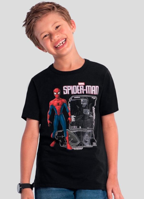 Vista 2 Camiseta do Homem-Aranha Metalizado Preto Brandili Brandili
